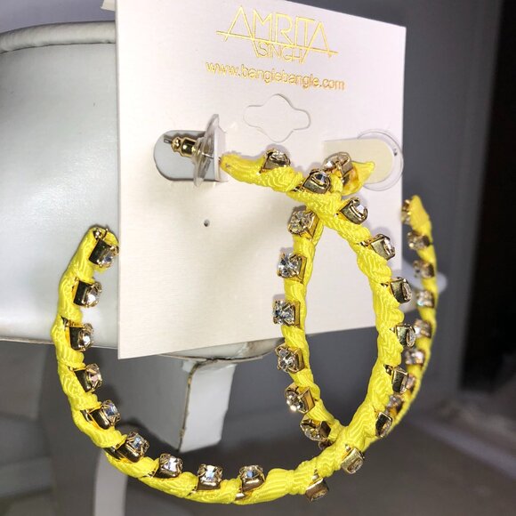 Amrita Yellow & Gold Crystal Hoop Earrings - Picture 4 of 5